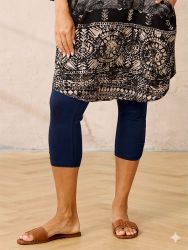 Navy Strækbar jersey-leggings med 3/4-længde fra Zhenzi 