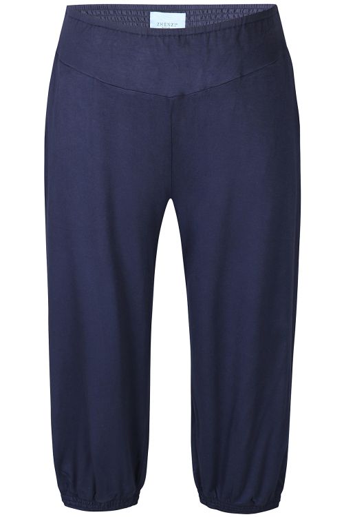 Navy bukser fra Zhenzi Daphne med elastisk talje og løs pasform