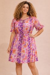 Zhenzi Davina kjole i pink print 