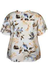 Zhenzi bluse med elastik hals og knapper