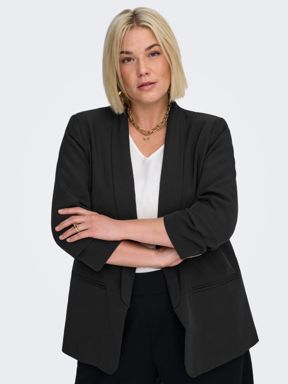 Sort plussize blazer, 3/4-ærme