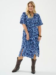 Only Carmakoma CarYasmin kjole Blue print plus size kjole