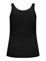 Komfortabel sort top med rib og stretch