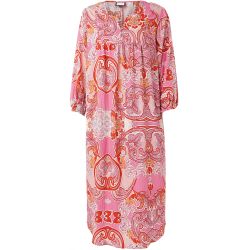 Farverig kjole med feminint udtryk