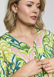 Kjole i viskose med farverigt mønster