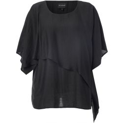 Sort Studio bluse med brede ærmer og let viskosekvalitet
