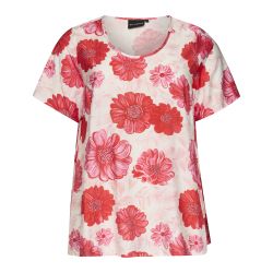 Plus size bluse med rødt print i viskosekvalitet fra Studio