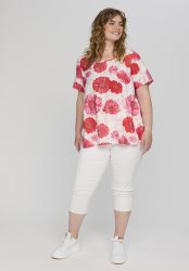 Kimma bluse fra Studio med røde blomster og løs pasform