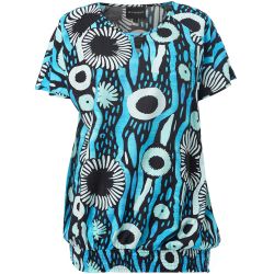 Studio Camilla bluse sort med blå mønster og rund hals