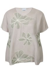 Junie Zhenzi bluse med korte ærmer og bindebånd ved hals