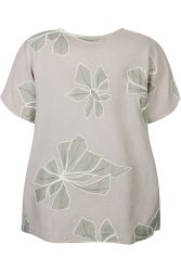 Plus size bluse fra Zhenzi i dusty tea med elegant print