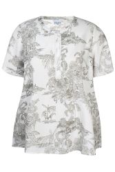 Ivory Zhenzi bluse med rund hals og knaplukning