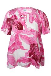 Jalyn bluse fra Zhenzi med stort pink print