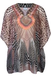 Løs Zhenzi kjole med print og kaftan look