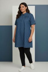 Cassiopeia Dananna tunika i blå med prikker i bomuldsblanding