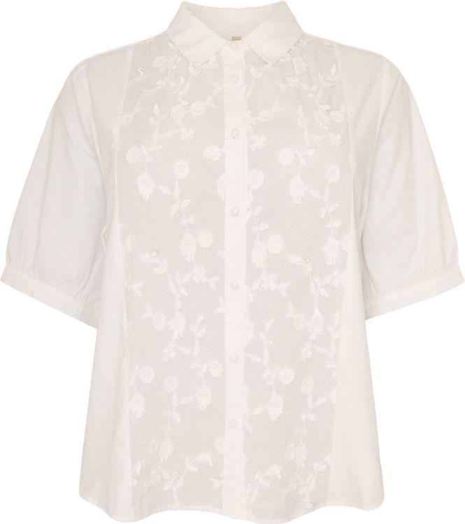 Offwhite skjorte med broderede detaljer og løs pasform fra Cassiopeia