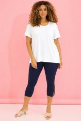 Blå capri leggings i bomuld med stræk og elastisk talje