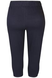 Capri leggings i navy med fin udskæring ved benet