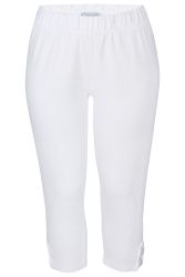 Hvide capri leggings til plus size med fleksibel pasform