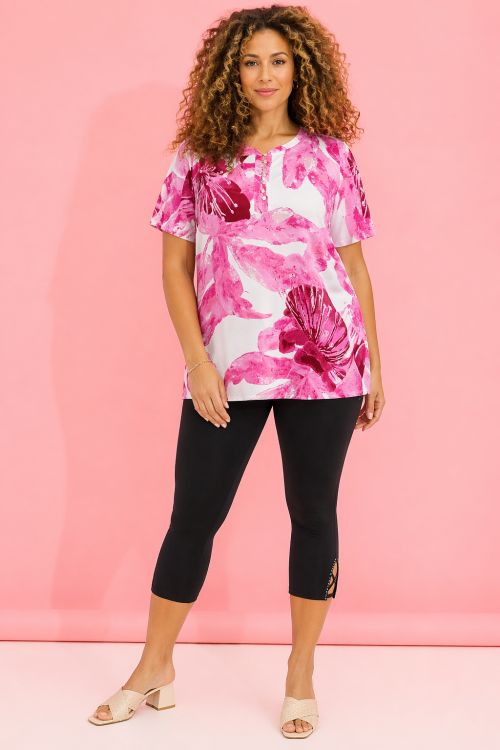 Capri leggings i sort med elastisk talje og god pasform