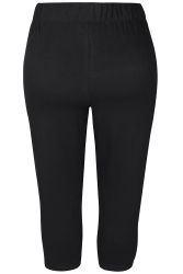 Sorte capri leggings til plus size med komfortabel fit