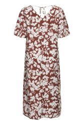 Kaffe Curve kjole i henna farve med blomsterprint