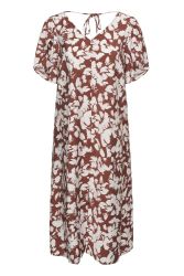 KCevia kjole med blomsterprint i henna fra Kaffe Curve