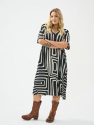 CarFyrla kjole i viskosekvalitet med løs pasform og V-hals