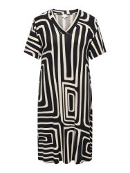 Plus size kjole med korte ærmer og flot fald i viskosekvalitet