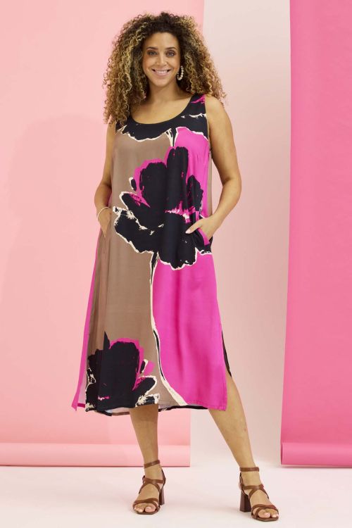 Zhenzi Janel kjole i Rose Violet med stort blomsterprint