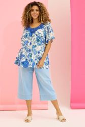 Culotte jeans i stretch denim med lommer