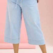 Zhenzi Rupi jeans lyse denim culotte med bindebånd