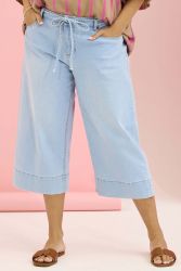 Zhenzi Rupi jeans lyse denim culotte med bindebånd