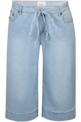 Sommerlige denim culotte bukser med snøre i taljen