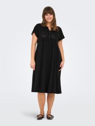 Only Carmakoma CarSillah sort midi kjole med broderede detaljer foran