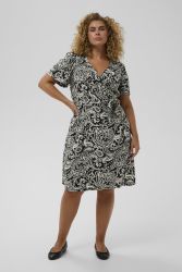 Sort Kaffe Curve wrap kjole med elegant paisley mønster