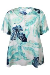 Jalyn bluse fra Zhenzi med stort turkis print