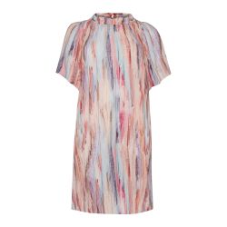 Feminin Studio kjole med pastelfarvet print