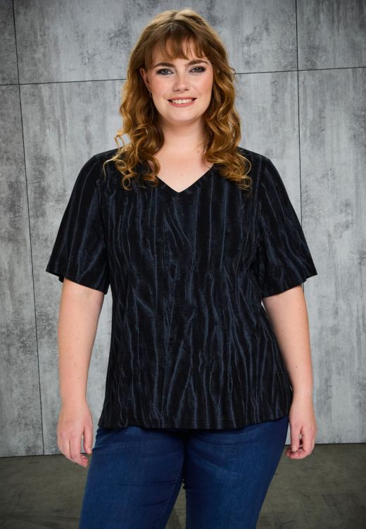 Johanne bluse fra Studio i marmoreret blåsort print