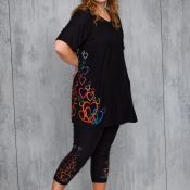 Irene leggings med hjerteprint i sort fra Studio