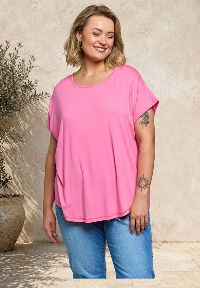 Gitte t-shirt fra Gozzip i pink viskose jersey