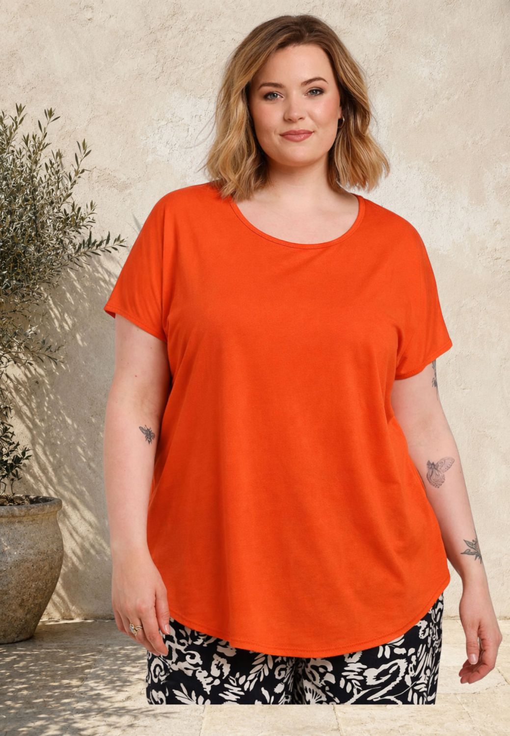 Gitte t-shirt fra Gozzip i orange viskose jersey