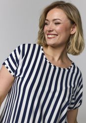 Blå og hvid stribet plus size T-shirt