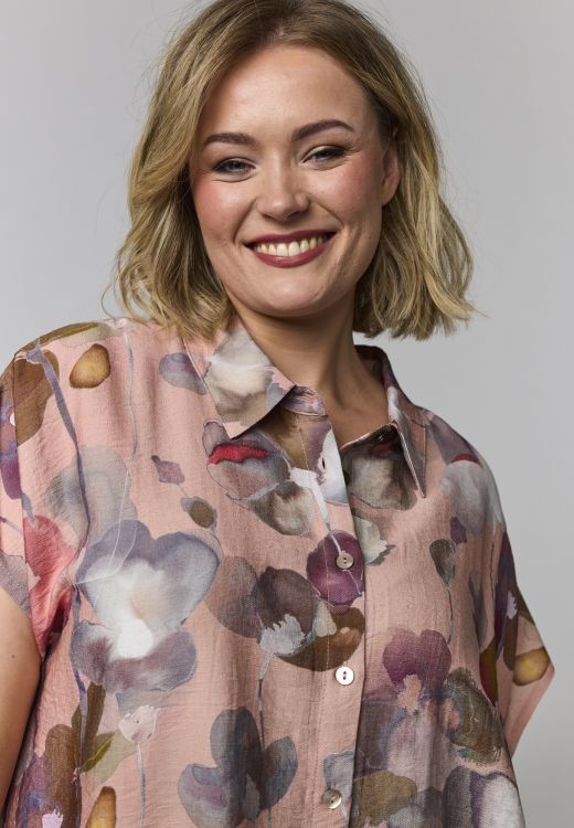 Blomstret Gozzip bluse i rosa nuancer