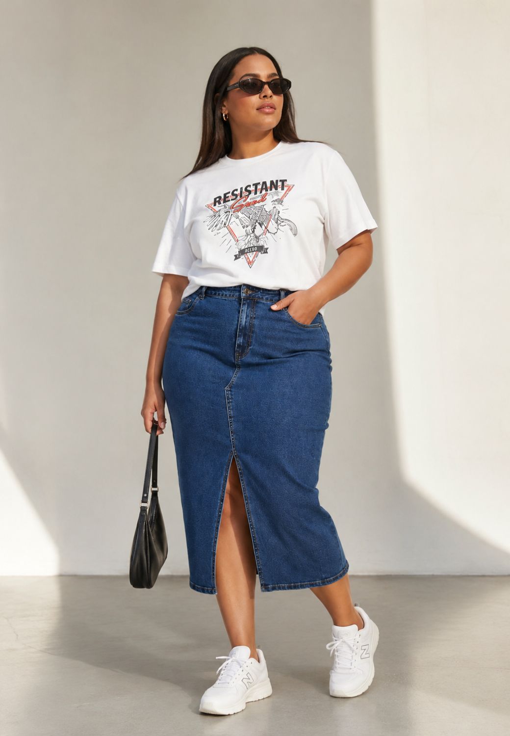 CARSIRI Blue Denim Nederdel plussize