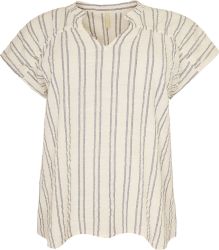 Plus size Cassiopeia bluse med løse ærmer og fine sommerstriber