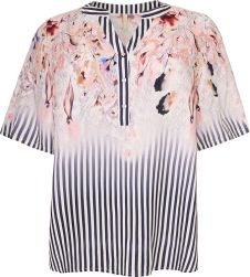 Plus size Cassiopeia bluse i viskosekvalitet med rosa blomster