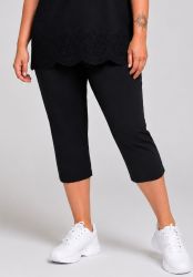 Komfortable sorte capri leggings med stræk og elastisk talje