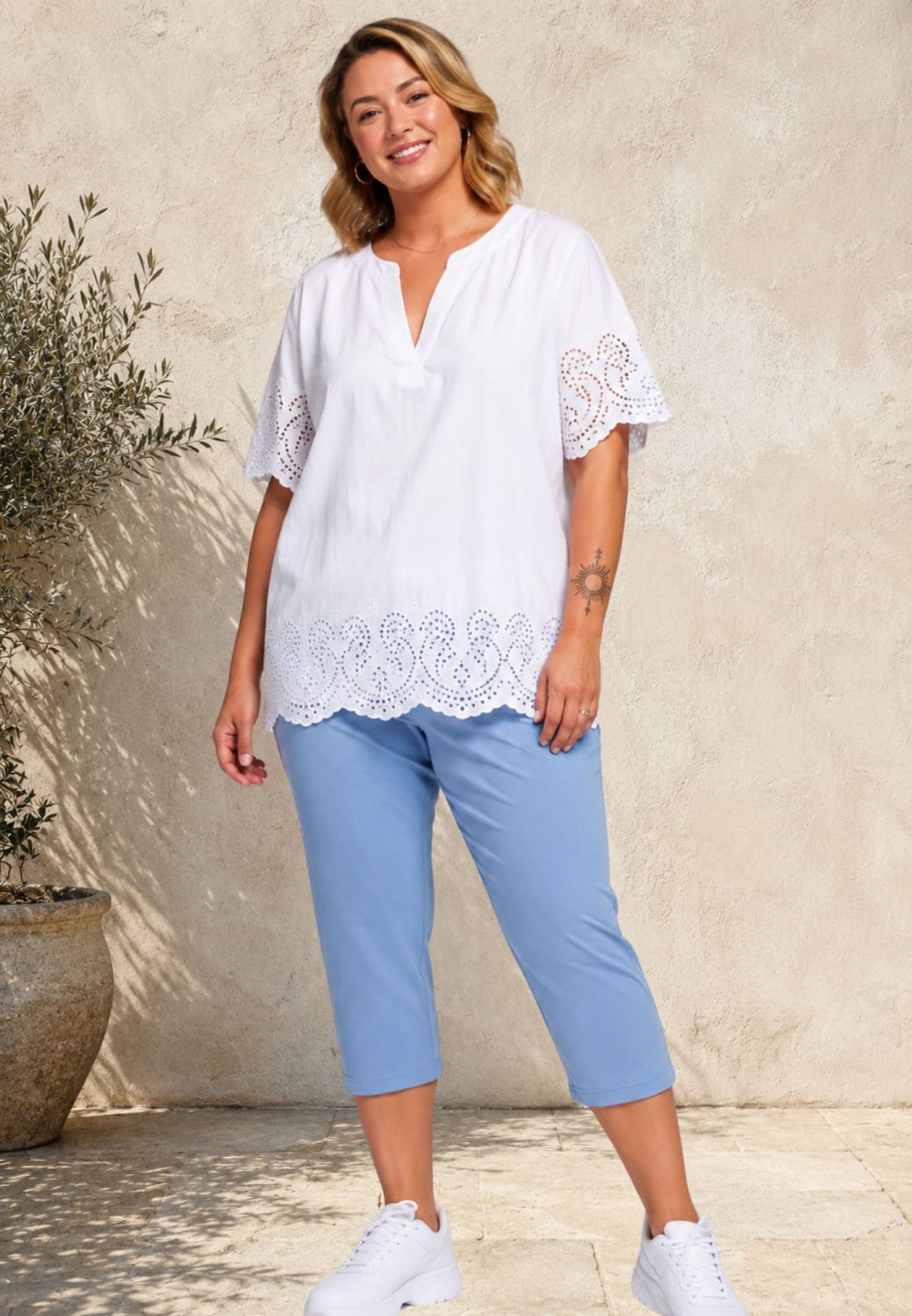Lys Blå Clara capri leggings fra Gozzip - Med masser af stræk