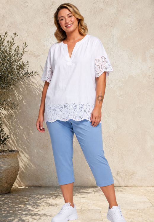 Lys Blå Clara capri leggings fra Gozzip - Med masser af stræk